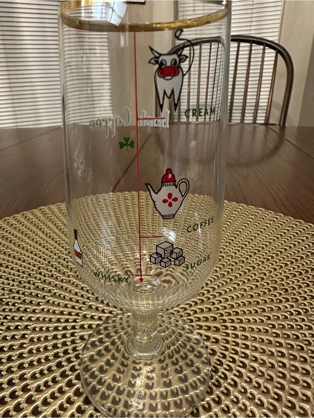 Vintage Irish Coffee Glass with Gold Rim - Clear - Picture 5 of 6